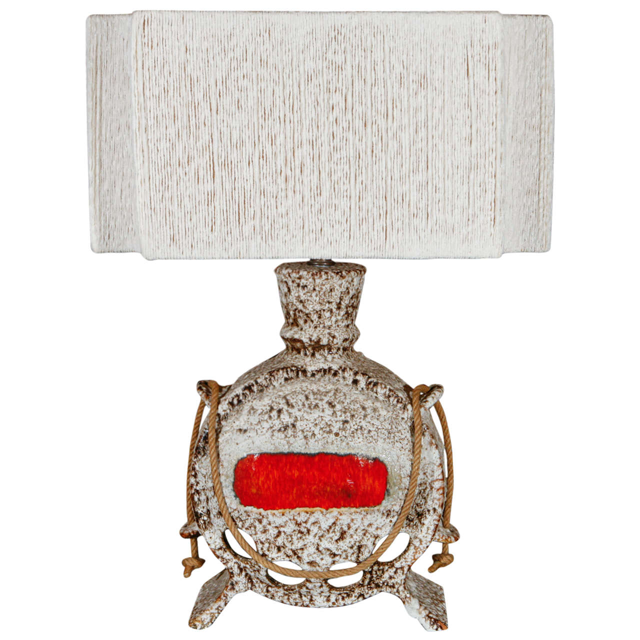 MidCentury German Table Lamp with Custom Shade For Sale at 1stdibs