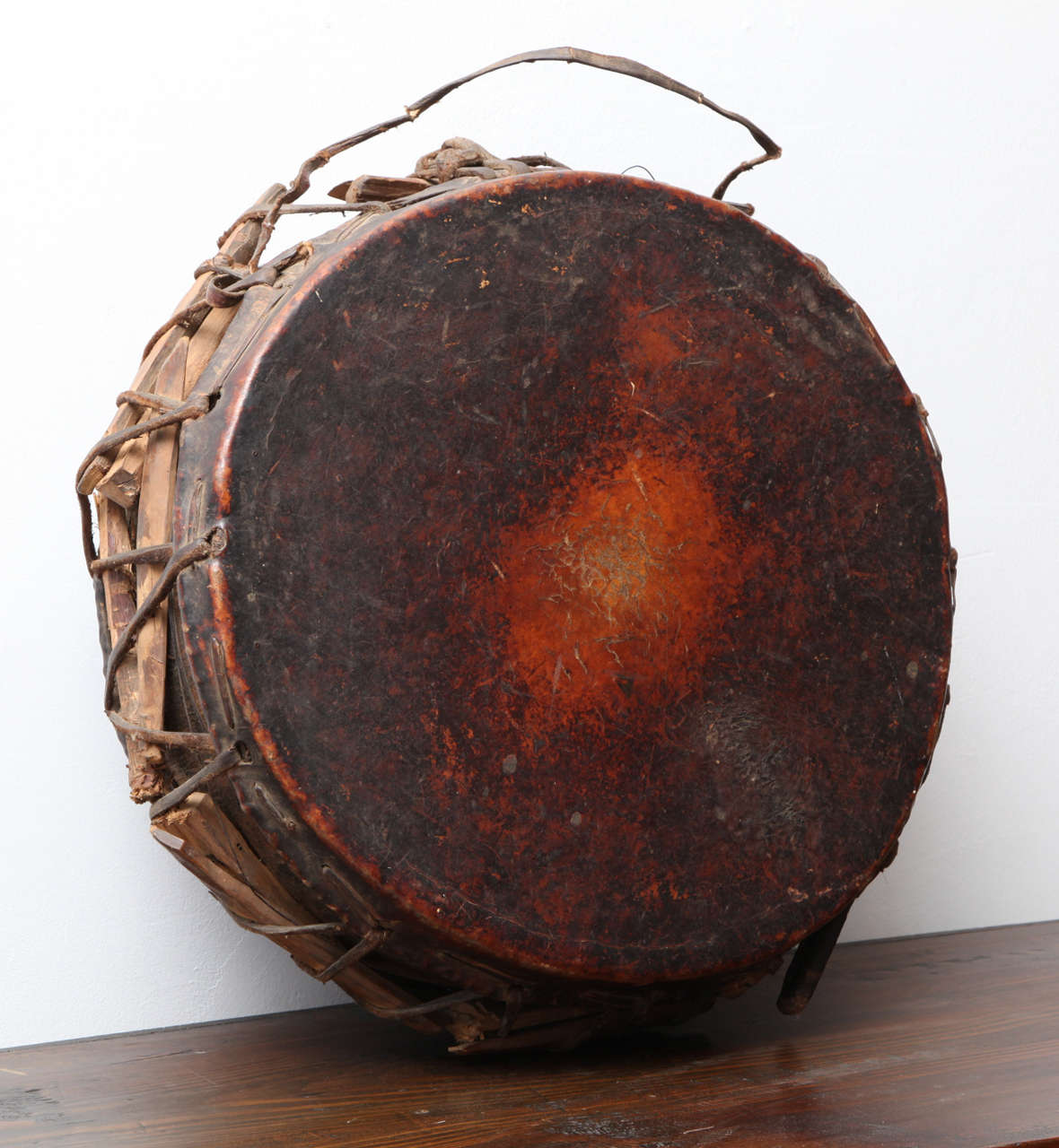 19th Century Antique Tribal Ritual Drum from Nepal For Sale