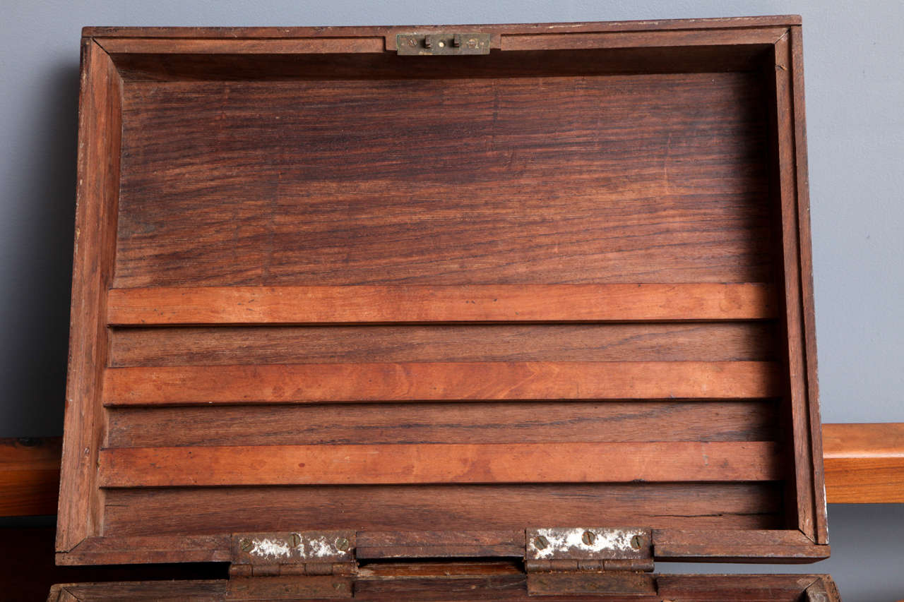 Antique Solid Teak Wood Indian Stationary Box For Sale 3