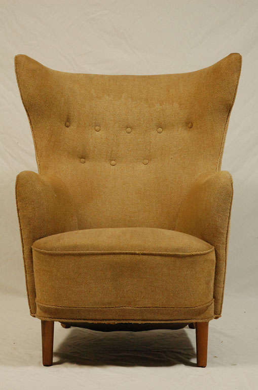 Fabric Danish High Back Lounge Chair