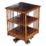 Antique 19th Century English BambooTurn -Table Book Stand on Wheels