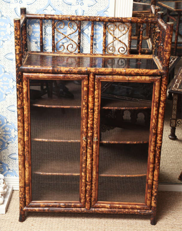 19th Century English Bamboo Bookcase with Japanning