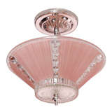 DRASTIC REDUCTION ! LOVELY PINK DRAPED GLASS PETITE CHANDELIER