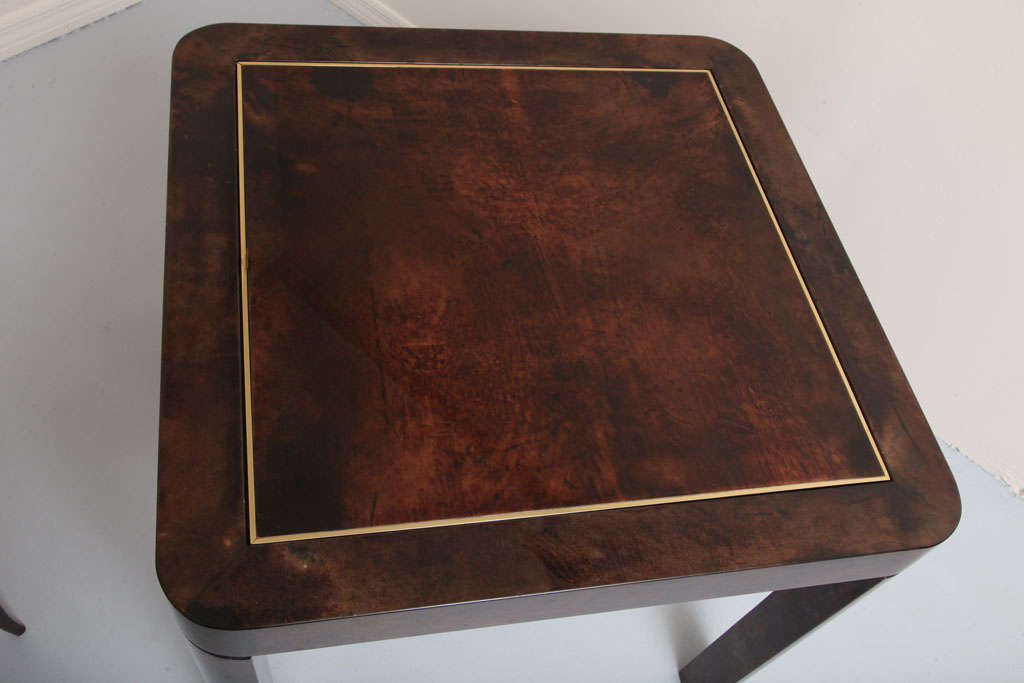 Italian Goat Skin  Backgammon Table Paired with two Goat skin Chairs