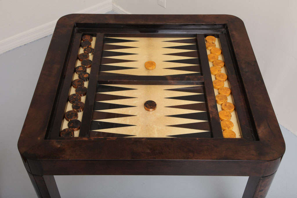 Goat Skin  Backgammon Table Paired with two Goat skin Chairs 4