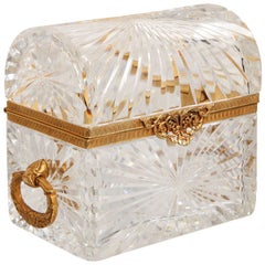 Large Cut Crystal Treasure Chest with Doré Bronze Mounts and Handles