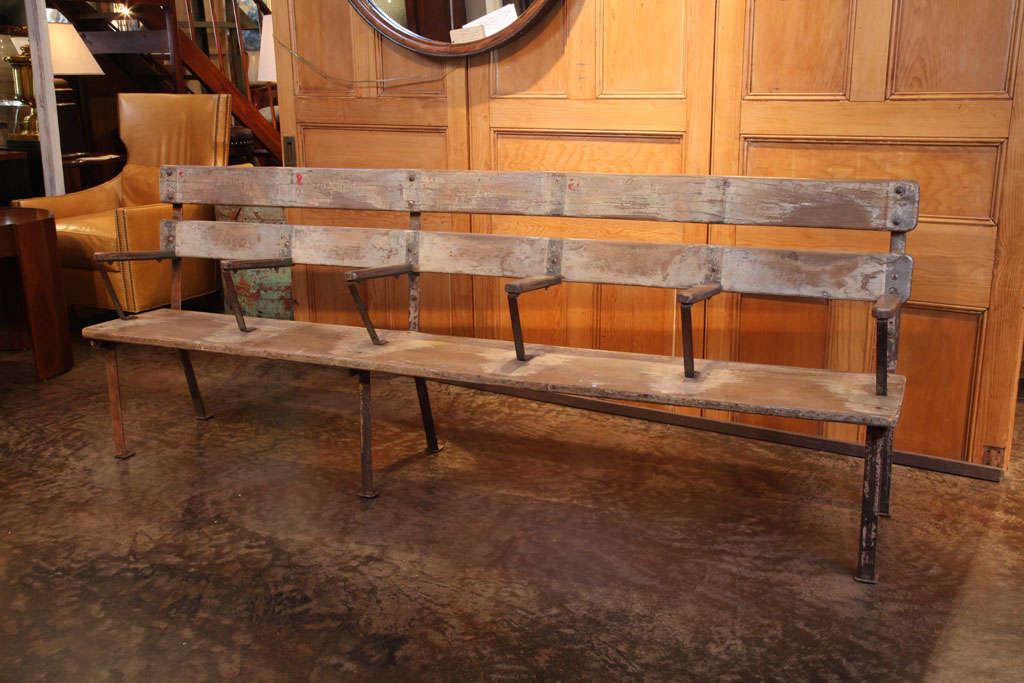 Antique English Colonial Rail Station Bench In Good Condition In Dallas, TX
