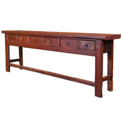 Antique Six Drawer Sofa Table