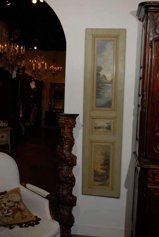 Pair of 19th Century French Panels with Landscape Scenes. These Pieces Antiques and are One of Kind. Please Refer to Our Website for Our Complete Inventory-jadamsantiques.com