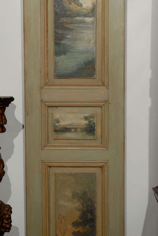 Wood Pair of Painted French Panels