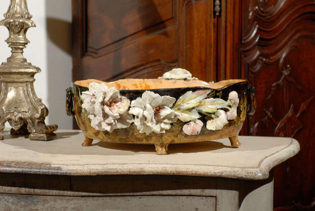 Jardiniere Barbotine française du 19ème siècle