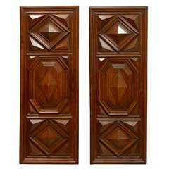 17th Century Pair of French Louis XIII Period Carved Walnut Architectural Panels
