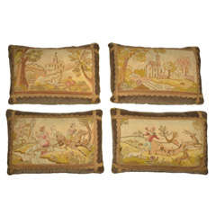 19th Century "Fairy Tale" Vintage Needlepoint Pillows