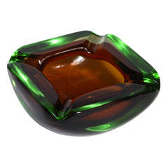 Green & Brown Murano Ashtray