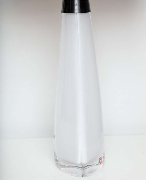 Scandinavian Modern White Cased Glass Carl Fagerlund Lamp for Orrefors For Sale