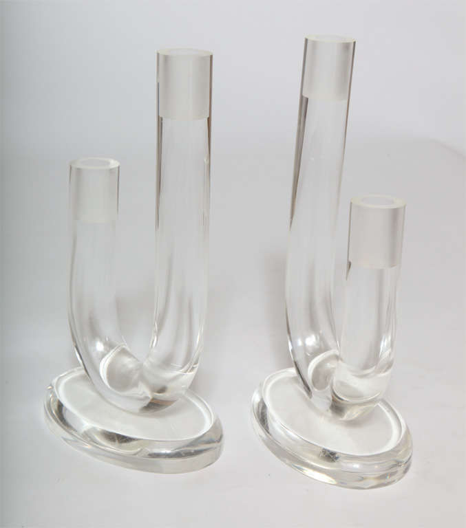 American Pair of Lucite Candleholders