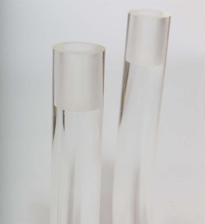 Late 20th Century Pair of Lucite Candleholders