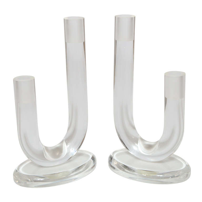 Pair of Lucite Candleholders