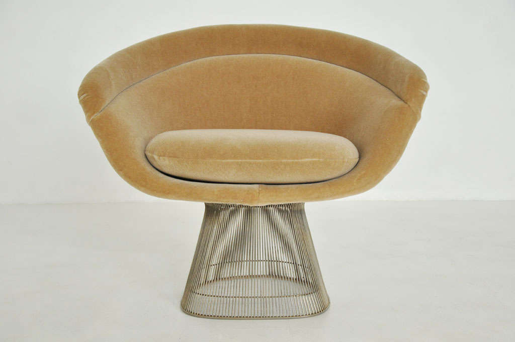 Warren Platner lounge chair for Knoll.  Chrome/nickel frame with new mohair upholstery.

**Multiple chairs available in nickel or bronze finish.