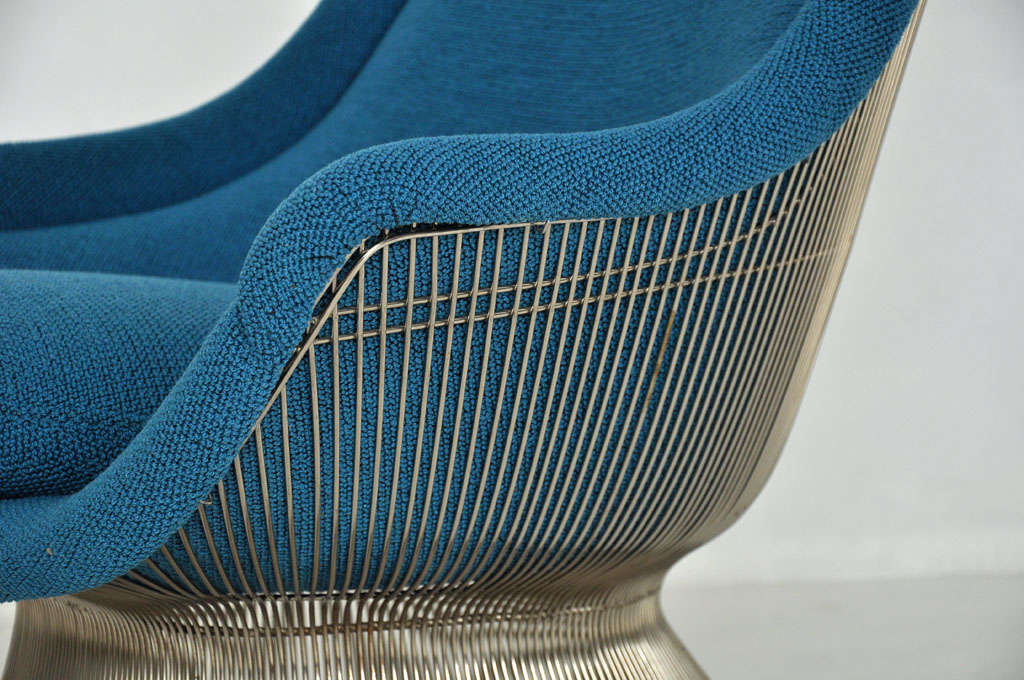 American Warren Platner, Pair of Lounge Chairs with Ottomans