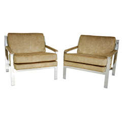 Milo Baughman Chrome Lounge Chairs