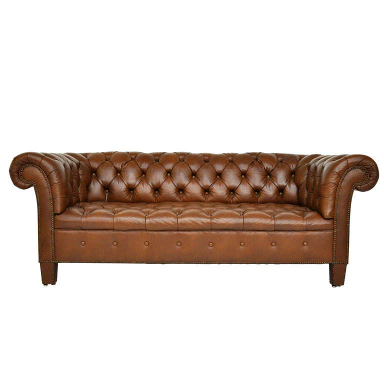 Brown Leather Chesterfield Sofa - Baker