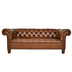 Brown Leather Chesterfield Sofa - Baker