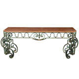 Marble and Wrought Iron Console