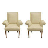 Scroll Arm Chair Pair