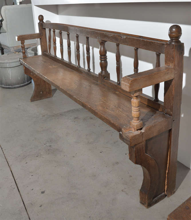 19th Century French Church bench in Oak For Sale