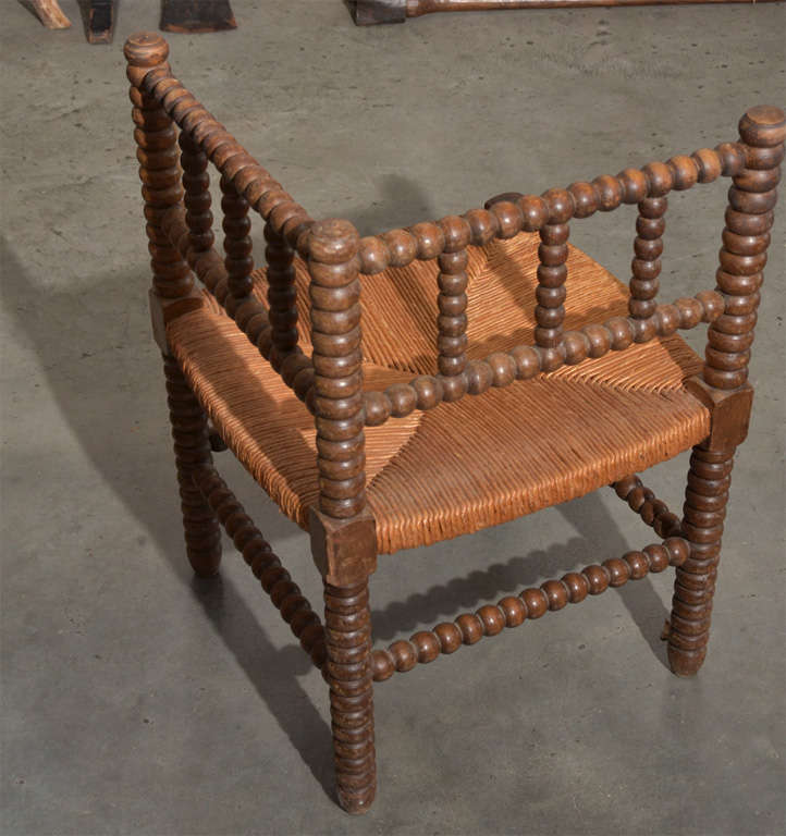 19th Century Coin de Feu French Corner Fireplace Chair For Sale