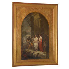 Antique Jésus, Pons Pilate and the crowd Painting from France