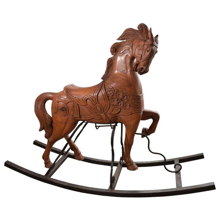 Unique Adult size Carnival Rocking Horse For Sale at 1stDibs