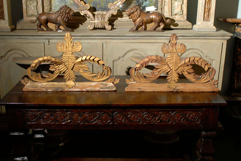 Pair of Italian Metal and Wood Fragments.