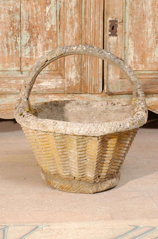 French Lichen covered stone Garden Baskets