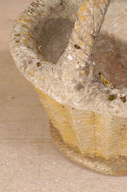 19th Century Lichen covered stone Garden Baskets