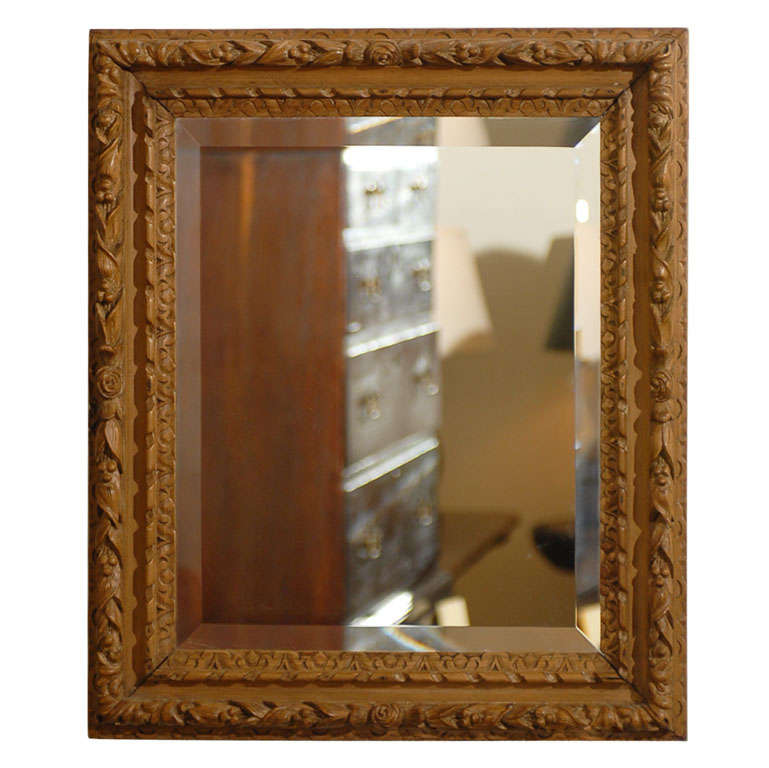 Small French Pine Mirror c.1850s For Sale