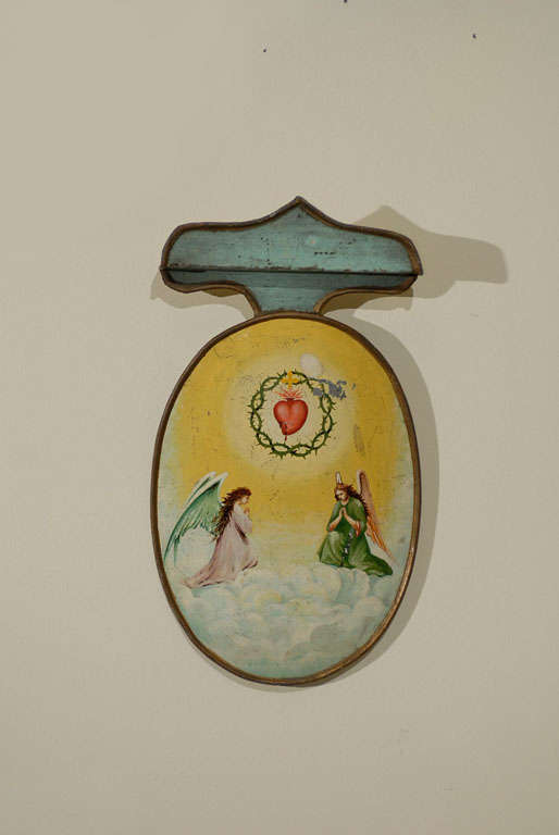 The Sacred Heart with the Crown of Thorns painted on Tole