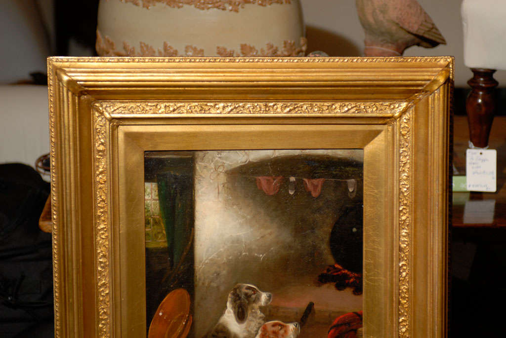 English 19th Century Oil Painting of Reclining Spaniels in Interior Signed by Armfield For Sale