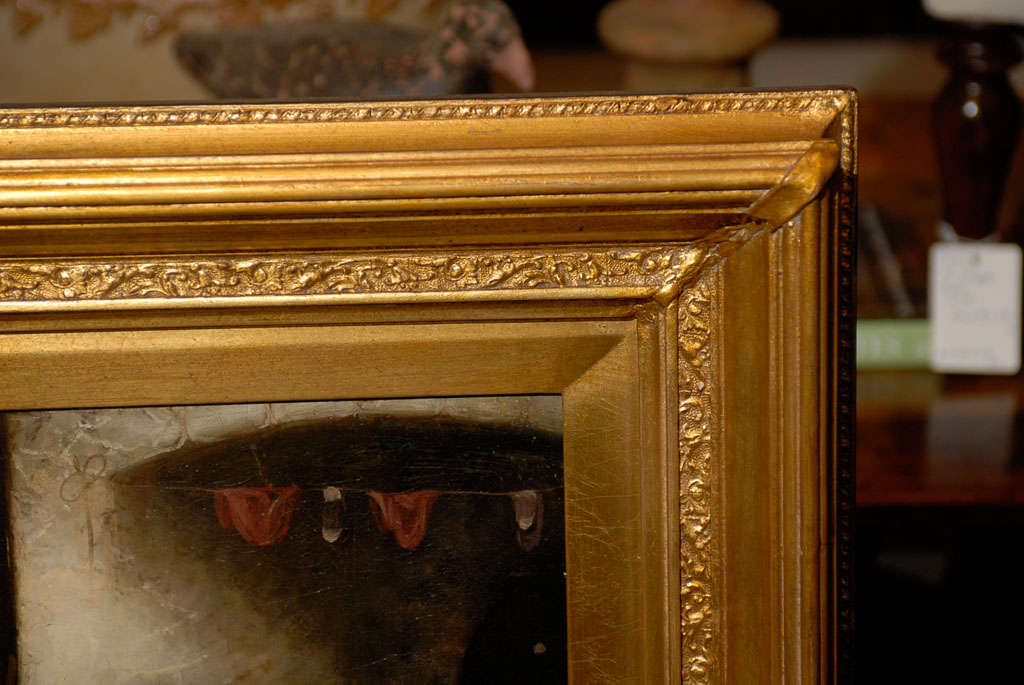Peinture à l'huile du 19ème siècle représentant des épagneuls couchés à l'intérieur, signée par Armfield en vente 1