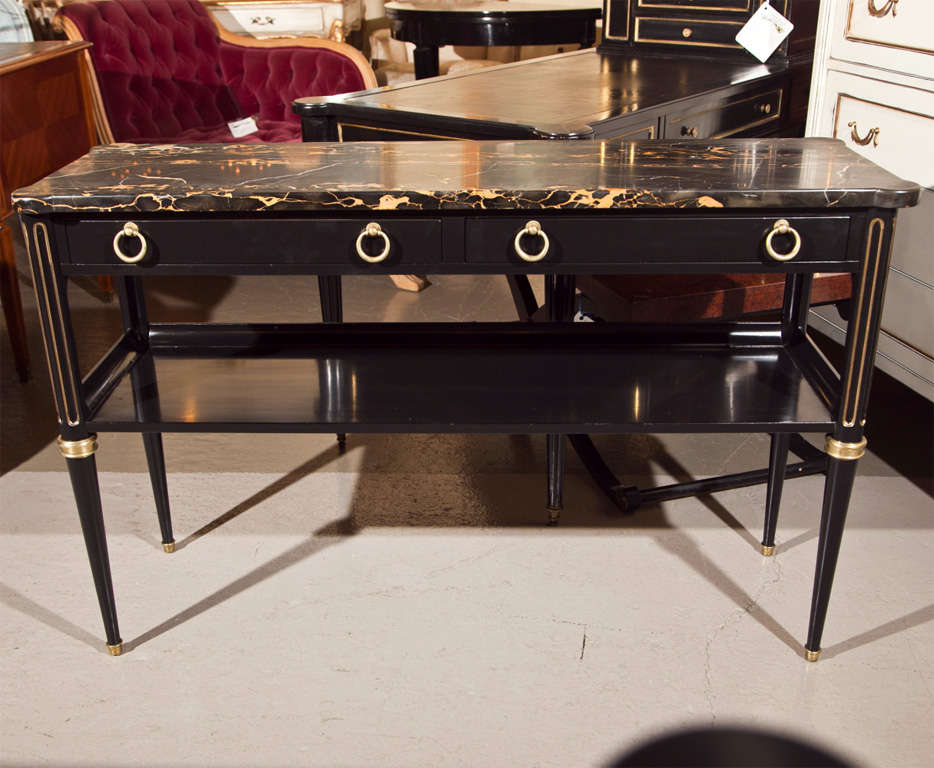 French Directoire Style Marble Top Console Table by Jansen