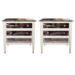 Pair of Marble Top Painted Commodes