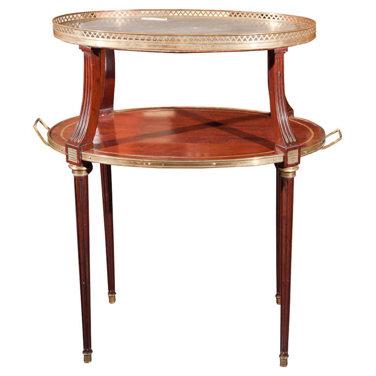 French Two-Tier Mahogany Dessert Stand Manner of Louis XVI For Sale