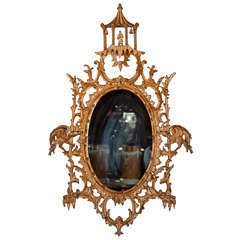Chinoiserie Style Oval Mirror