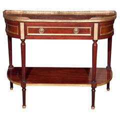 French Louis XVI Style Mahogany Demilune Console