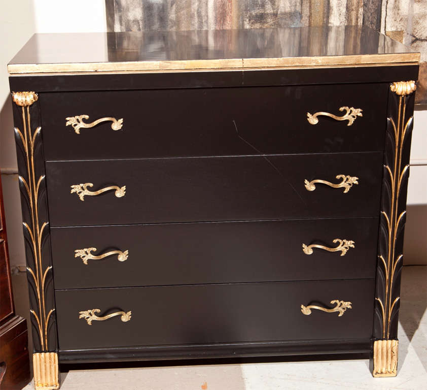 Pair of Hollywood Regency Style Ebonized Dressers at 1stDibs