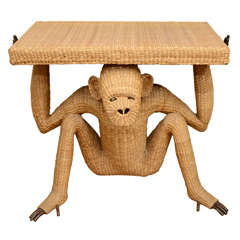 Rare wicker monkey console table by Mario Lopez Torres