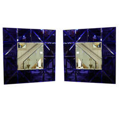 Cobalt blue beveled glass mirror