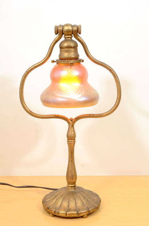 Tiffany Studios Desk Lamp with decorated Tiffany shade For Sale 4