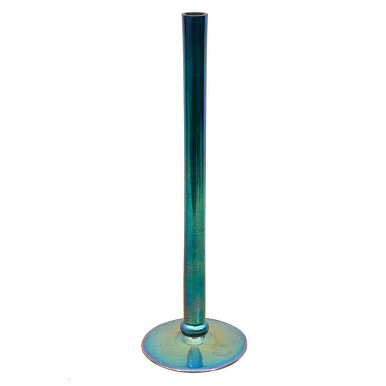 Steuben Blue Aurene Stick Vase For Sale